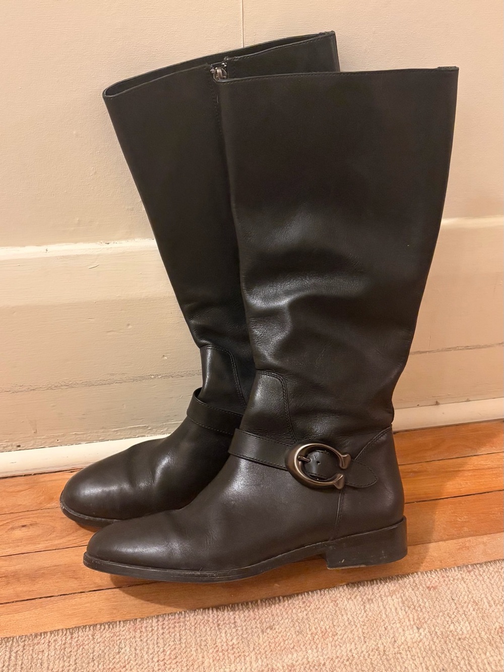 Coach knee high black leather riding boots women’s size 10